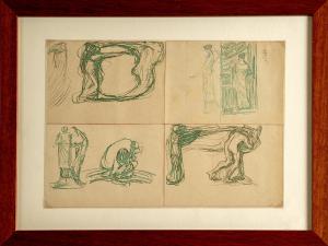 Rubaldo Merello, Estudos de maternidade, tinta sobre papel